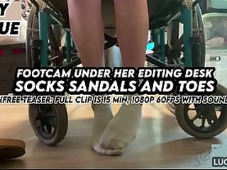 &quot_FootCam Under Her Editing Desk Socks Sandals and Toes&quot_